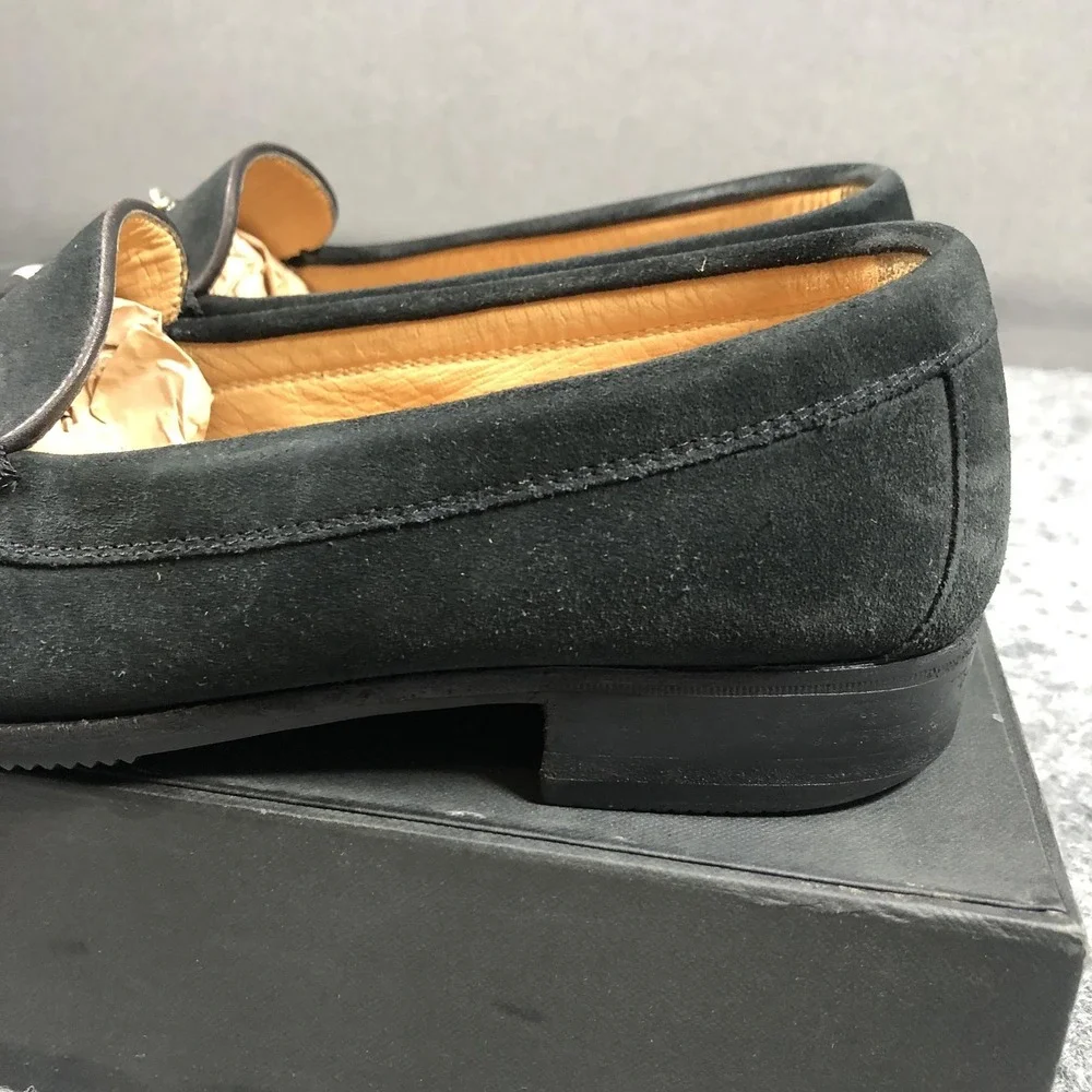 Gravati Loafers Mens 8 M Black Suede Horsebit Slip On Handmade Italy Luxury